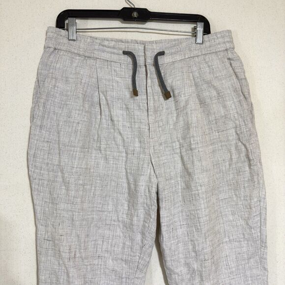 Brunello Cuccinelli Linen Drawstring Pants EU 50 Leisure Fit 25” Inseam Hemmed - Picture 11 of 12